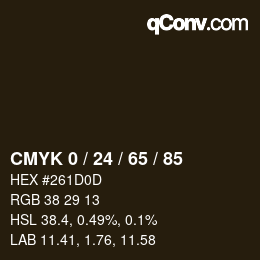 カラーコード: CMYK 0 / 24 / 65 / 85 | qconv.com