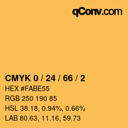 Color code: CMYK 0 / 24 / 66 / 2 | qconv.com
