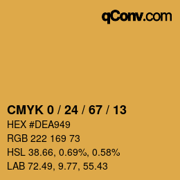 カラーコード: CMYK 0 / 24 / 67 / 13 | qconv.com