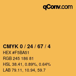 カラーコード: CMYK 0 / 24 / 67 / 4 | qconv.com