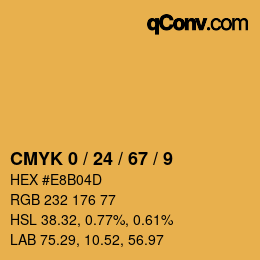 カラーコード: CMYK 0 / 24 / 67 / 9 | qconv.com
