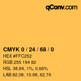 Color code: CMYK 0 / 24 / 68 / 0 | qconv.com