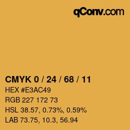 カラーコード: CMYK 0 / 24 / 68 / 11 | qconv.com