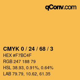 カラーコード: CMYK 0 / 24 / 68 / 3 | qconv.com