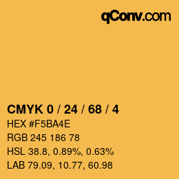 Color code: CMYK 0 / 24 / 68 / 4 | qconv.com