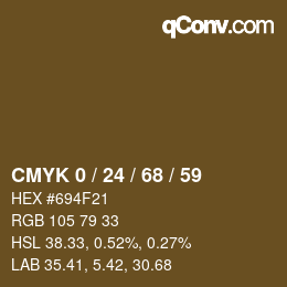 カラーコード: CMYK 0 / 24 / 68 / 59 | qconv.com
