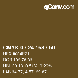 カラーコード: CMYK 0 / 24 / 68 / 60 | qconv.com