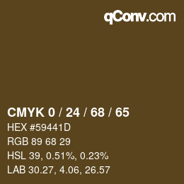 カラーコード: CMYK 0 / 24 / 68 / 65 | qconv.com