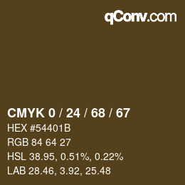 カラーコード: CMYK 0 / 24 / 68 / 67 | qconv.com
