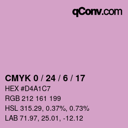 カラーコード: CMYK 0 / 24 / 6 / 17 | qconv.com