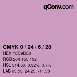 カラーコード: CMYK 0 / 24 / 6 / 20 | qconv.com