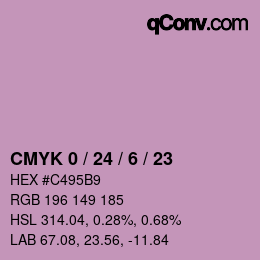 カラーコード: CMYK 0 / 24 / 6 / 23 | qconv.com