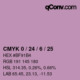 カラーコード: CMYK 0 / 24 / 6 / 25 | qconv.com