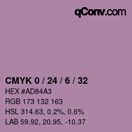 Farbcode: CMYK 0 / 24 / 6 / 32 | qconv.com