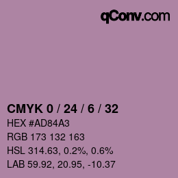 カラーコード: CMYK 0 / 24 / 6 / 32 | qconv.com