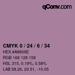 カラーコード: CMYK 0 / 24 / 6 / 34 | qconv.com