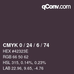 カラーコード: CMYK 0 / 24 / 6 / 74 | qconv.com