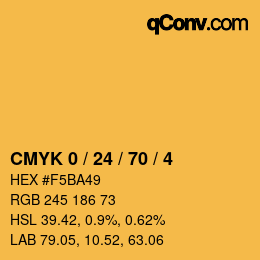 カラーコード: CMYK 0 / 24 / 70 / 4 | qconv.com