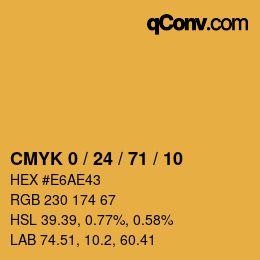 カラーコード: CMYK 0 / 24 / 71 / 10 | qconv.com