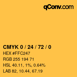 Color code: CMYK 0 / 24 / 72 / 0 | qconv.com