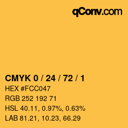 Color code: CMYK 0 / 24 / 72 / 1 | qconv.com