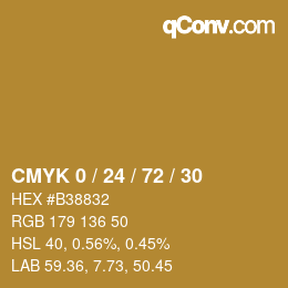 カラーコード: CMYK 0 / 24 / 72 / 30 | qconv.com