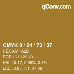 カラーコード: CMYK 0 / 24 / 73 / 37 | qconv.com