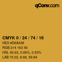カラーコード: CMYK 0 / 24 / 74 / 16 | qconv.com