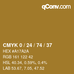 カラーコード: CMYK 0 / 24 / 74 / 37 | qconv.com