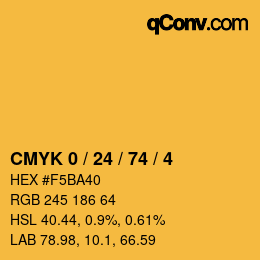 颜色代码: CMYK 0 / 24 / 74 / 4 | qconv.com