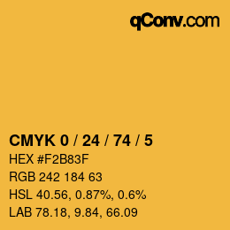 カラーコード: CMYK 0 / 24 / 74 / 5 | qconv.com