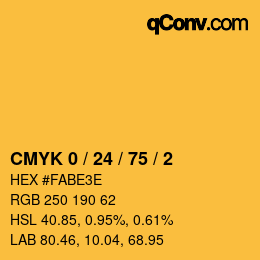 カラーコード: CMYK 0 / 24 / 75 / 2 | qconv.com