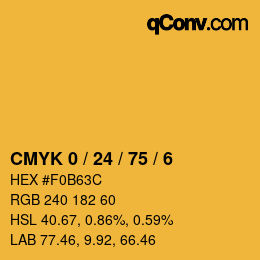 カラーコード: CMYK 0 / 24 / 75 / 6 | qconv.com