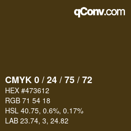 Color code: CMYK 0 / 24 / 75 / 72 | qconv.com