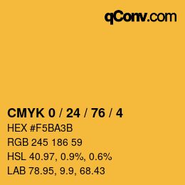 カラーコード: CMYK 0 / 24 / 76 / 4 | qconv.com