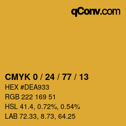Color code: CMYK 0 / 24 / 77 / 13 | qconv.com