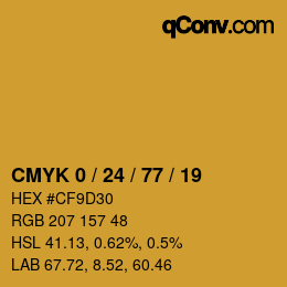 カラーコード: CMYK 0 / 24 / 77 / 19 | qconv.com