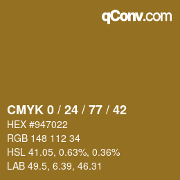 Color code: CMYK 0 / 24 / 77 / 42 | qconv.com