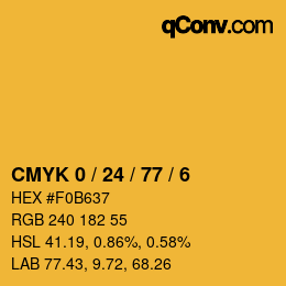 カラーコード: CMYK 0 / 24 / 77 / 6 | qconv.com
