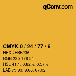 カラーコード: CMYK 0 / 24 / 77 / 8 | qconv.com