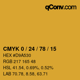 カラーコード: CMYK 0 / 24 / 78 / 15 | qconv.com