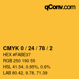 Color code: CMYK 0 / 24 / 78 / 2 | qconv.com