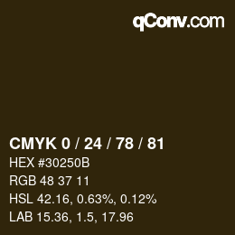 Color code: CMYK 0 / 24 / 78 / 81 | qconv.com