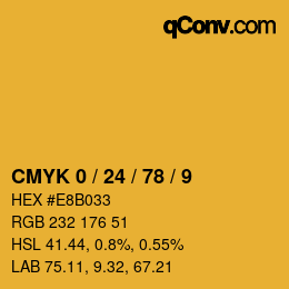 カラーコード: CMYK 0 / 24 / 78 / 9 | qconv.com