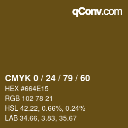 カラーコード: CMYK 0 / 24 / 79 / 60 | qconv.com