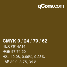 カラーコード: CMYK 0 / 24 / 79 / 62 | qconv.com