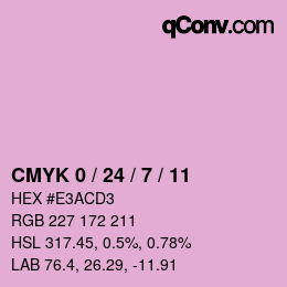 カラーコード: CMYK 0 / 24 / 7 / 11 | qconv.com