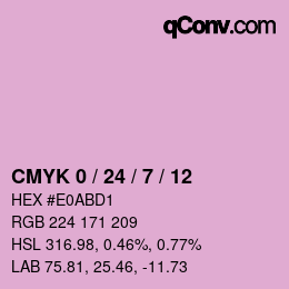 カラーコード: CMYK 0 / 24 / 7 / 12 | qconv.com