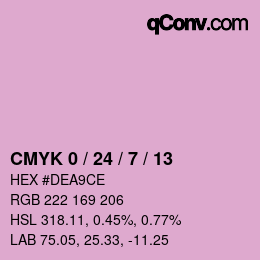 カラーコード: CMYK 0 / 24 / 7 / 13 | qconv.com