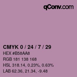 カラーコード: CMYK 0 / 24 / 7 / 29 | qconv.com